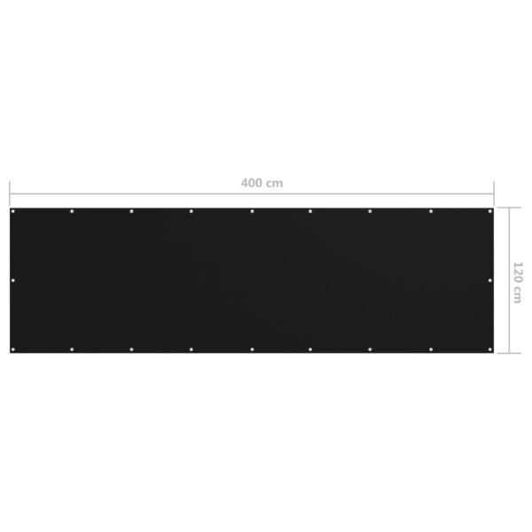 vidaXL Balcony Screen Black 120x400 cm Oxford Fabric - Image 5