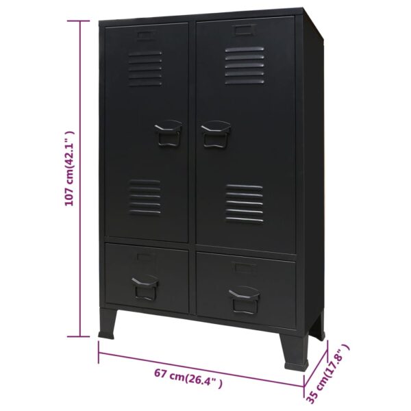 vidaXL Wardrobe Metal Industrial Style 67x35x107 cm Black - Image 10