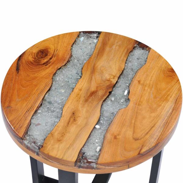 vidaXL Coffee Table 40x45 cm Solid Teak Wood and Polyresin - Image 11