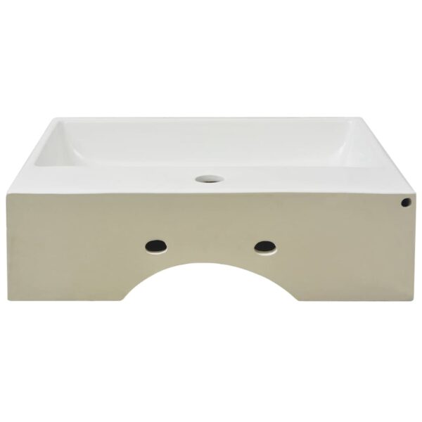 vidaXL Basin with Faucet Hole Ceramic White 51.5x38.5x15 cm - Image 4