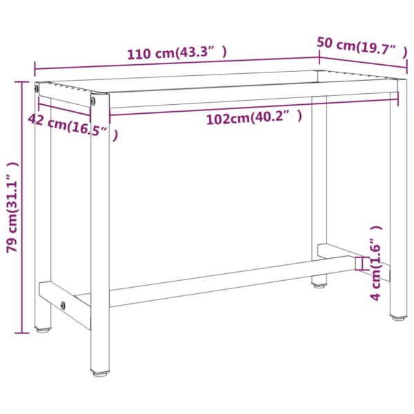 vidaXL Work Bench Frame Matte Black and Matte Red 110x50x79 cm Metal - Image 8