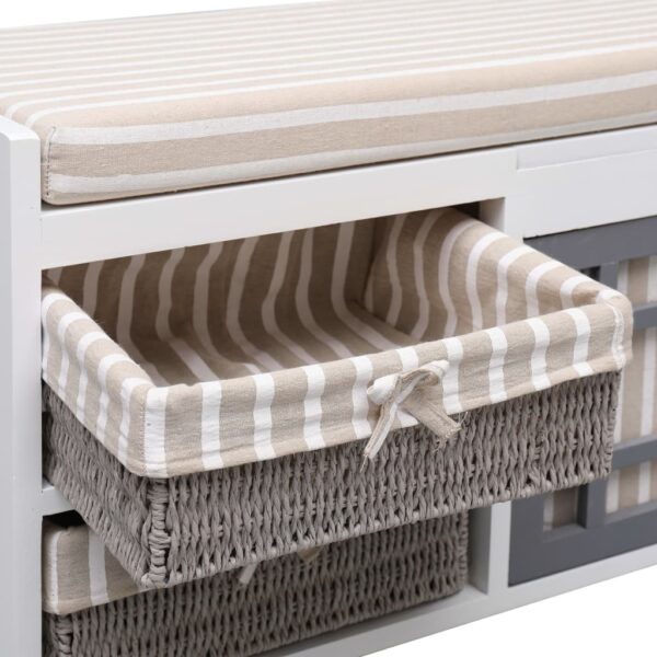 vidaXL Hall Bench White 70x33.5x45 cm Paulownia Wood - Image 6