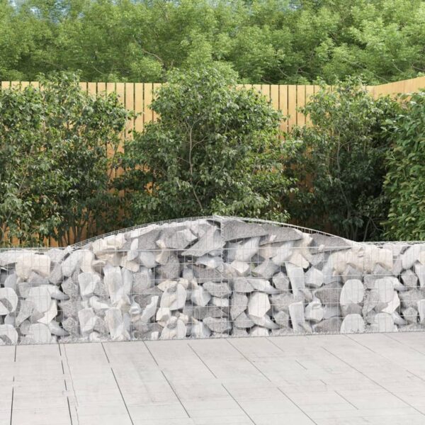 vidaXL Arched Gabion Basket 400x30x60/80 cm Galvanised Iron - Image 1