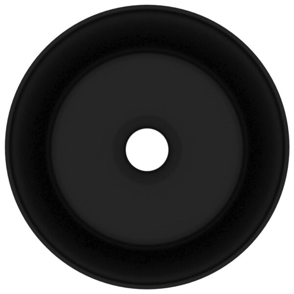 vidaXL Luxury Wash Basin Round Matt Black 40x15 cm Ceramic - Image 3