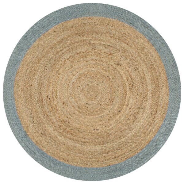 vidaXL Handmade Rug Jute with Olive Green Border 150 cm - Image 1