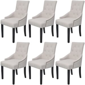 vidaXL Dining Chairs 6 pcs Cream Grey Fabric