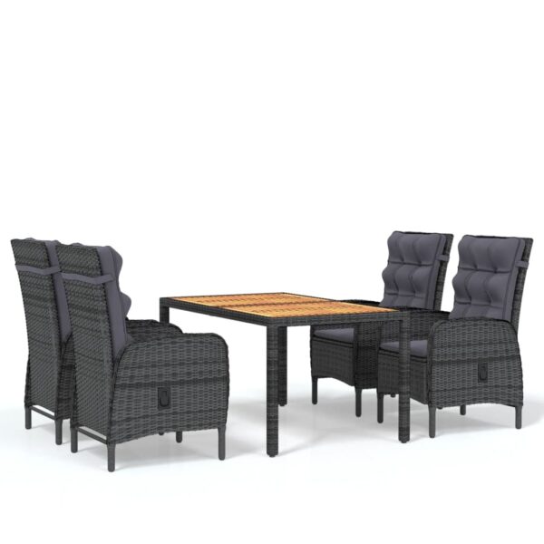 vidaXL 5 Piece Garden Dining Set Poly Rattan Grey - Image 2