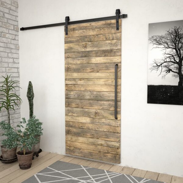 vidaXL Sliding Door SKIEN Hardware Kit 200 cm Steel Black - Image 3