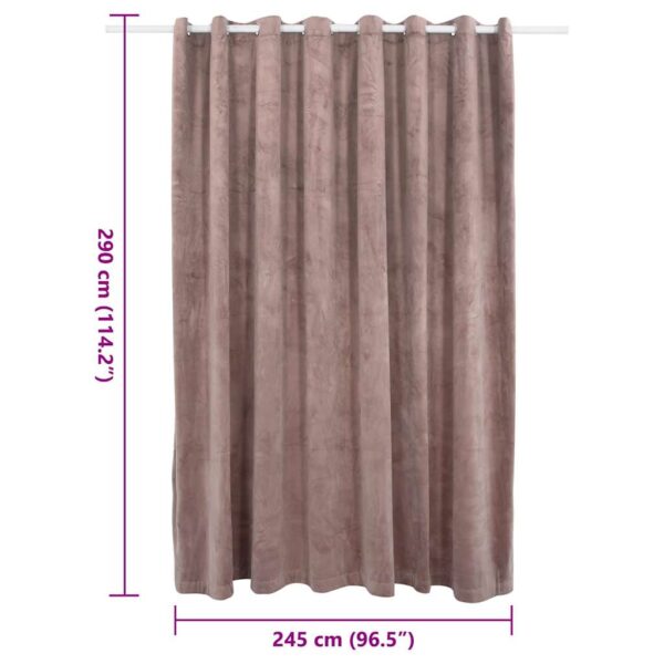 vidaXL Blackout Curtain with Metal Rings Velvet Antique Pink 290x245 cm - Image 7
