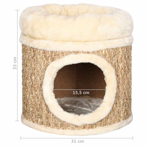 vidaXL Cat House with Luxury Cushion 33 cm Seagrass - Image 7