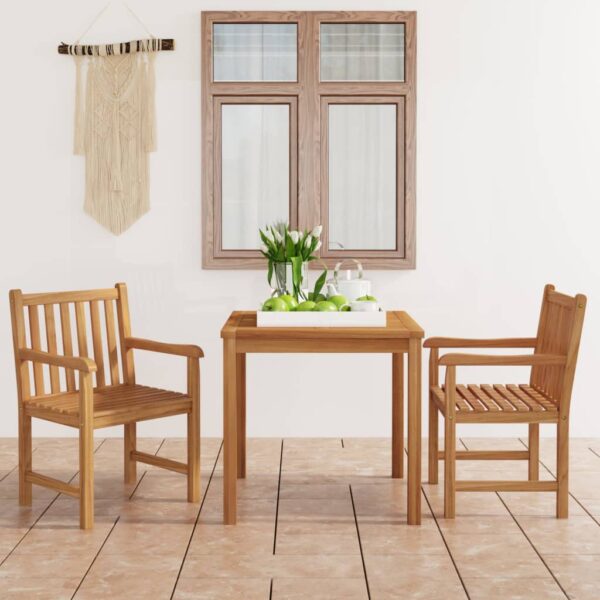 vidaXL 3 Piece Garden Dining Set 80x80 cm Solid Teak Wood - Image 1