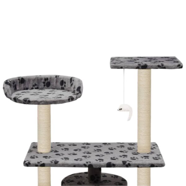 vidaXL Cat Tree with Sisal Scratching Posts 95 cm Grey Paw Prints - Image 5