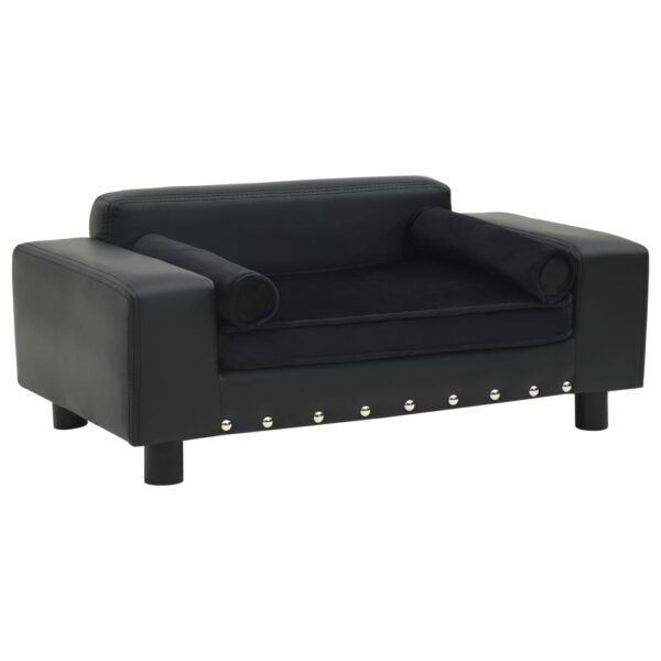 vidaXL Dog Sofa Black 81x43x31 cm Plush and Faux Leather - Image 1