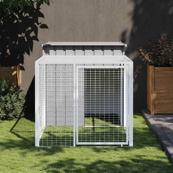 vidaXL Chicken Cage with Run Light Grey 110x201x110 cm Galvanised Steel - Image 1