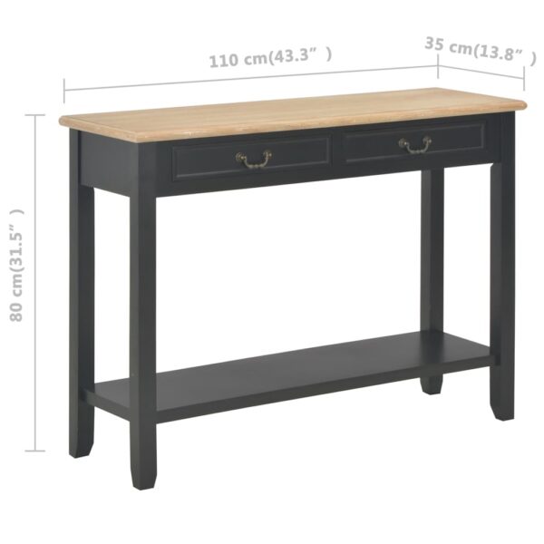 vidaXL Console Table Black 110x35x80 cm Wood - Image 9