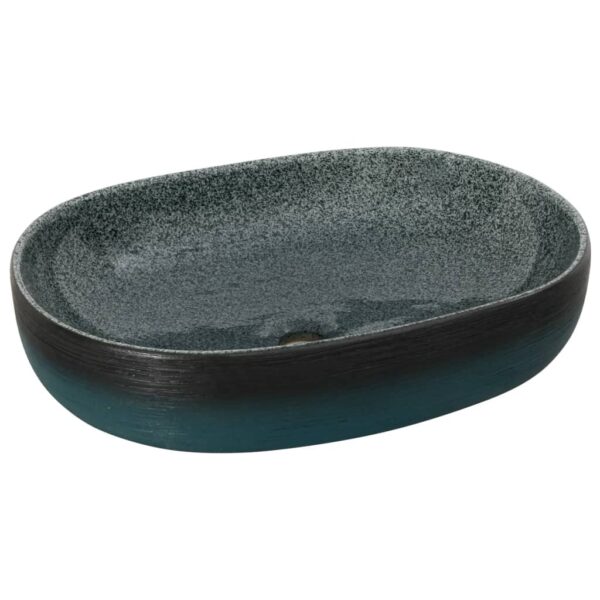 vidaXL Countertop Basin Turquoise Oval 59x40x14 cm Ceramic - Image 2