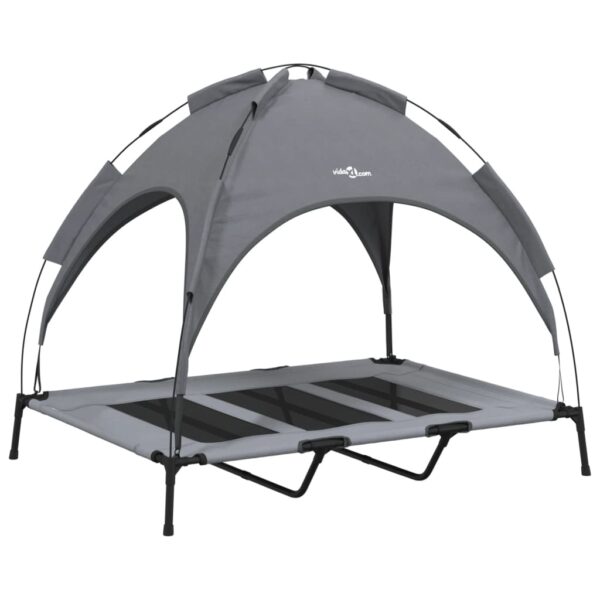 vidaXL Dog Bed with Canopy Anthracite Oxford Fabric and Steel - Image 2
