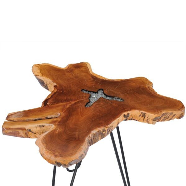 vidaXL Coffee Table 70x45 cm Solid Teak Wood and Polyresin - Image 3