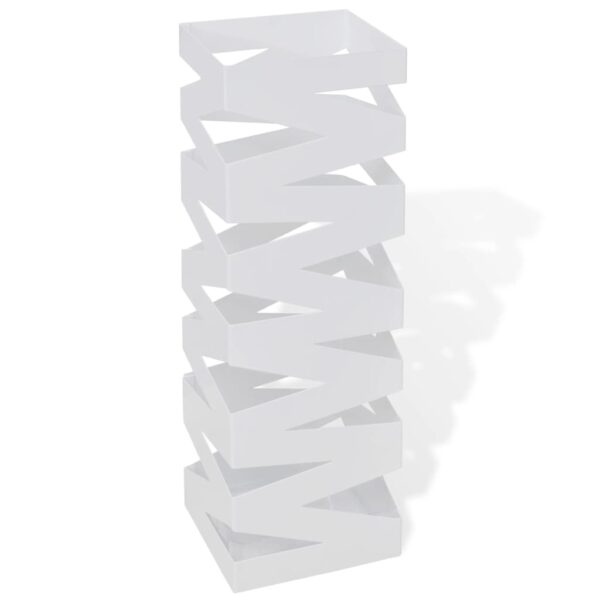 White Square Umbrella Stand Storage Holder Walking Stick Steel 48.5 cm - Image 1