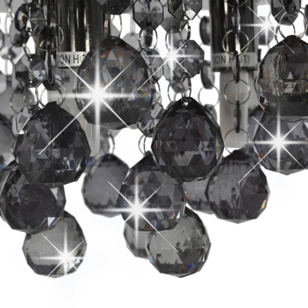 vidaXL Ceiling Lamp with Smoky Beads Black Round G9 - Image 4