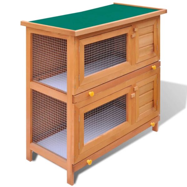 vidaXL Outdoor Rabbit Hutch Small Pet Cage 4 Door Wood - Image 2