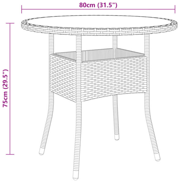vidaXL 3 Piece Garden Bistro Set Poly Rattan Grey - Image 11