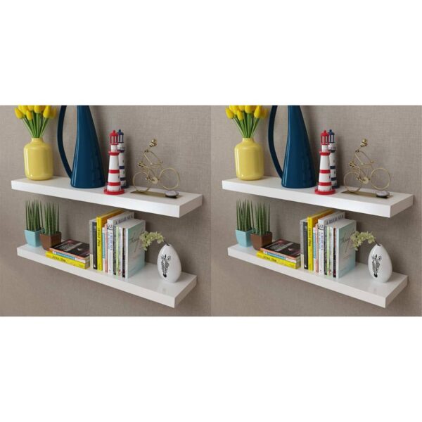vidaXL Wall Shelves 4 pcs White 80 cm - Image 1
