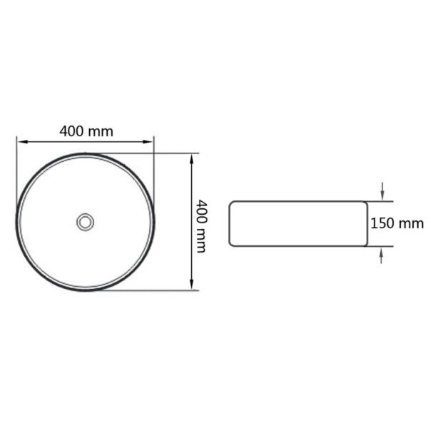 vidaXL Basin Ceramic Round Black 40x15 cm - Image 6