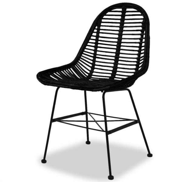vidaXL Dining Chairs 2 pcs Black Natural Rattan - Image 3