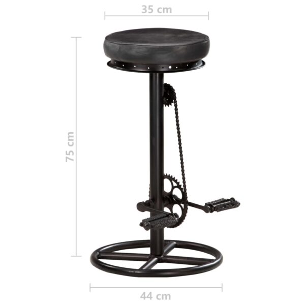 vidaXL Bar Stools 2 pcs Black Real Goat Leather - Image 9