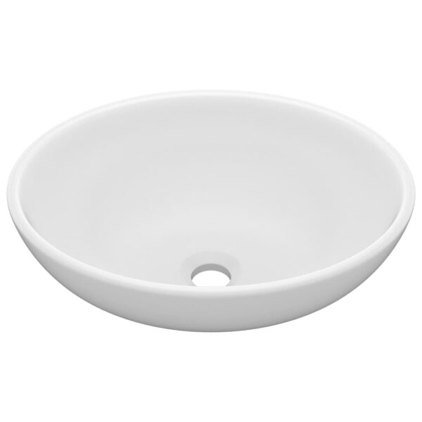 vidaXL Luxury Basin Oval-shaped Matt White 40x33 cm Ceramic - Image 2