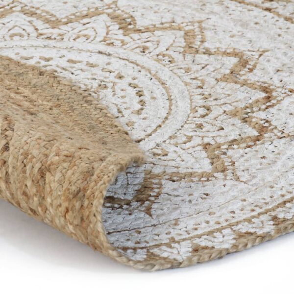 vidaXL Area Rug Braided Jute Printed 120 cm Round - Image 2