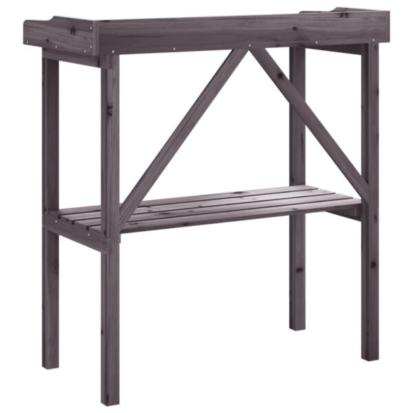 vidaXL Plant Table with Shelf Grey 78x38x82.5 cm Solid Wood Fir - Image 6
