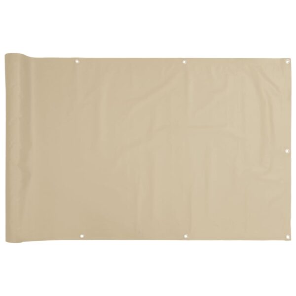 vidaXL Balcony Screen Beige 75x500 cm Oxford Fabric - Image 2