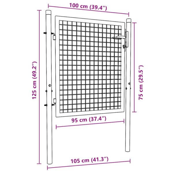 vidaXL Fence Gate Steel 100x75 cm Green - Image 7