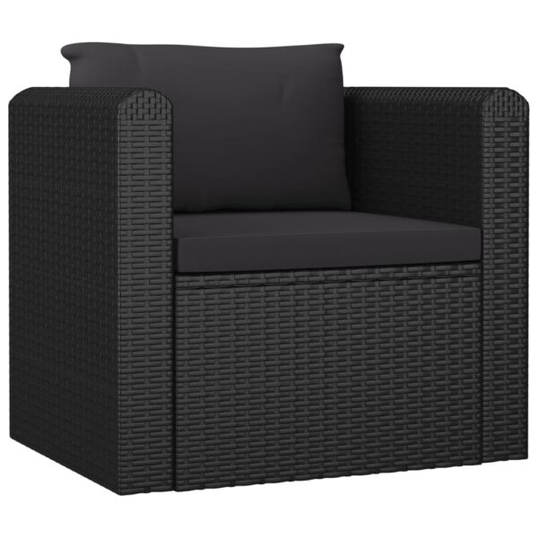 vidaXL 10 Piece Garden Lounge Set with Cushions Poly Rattan Black - Image 4