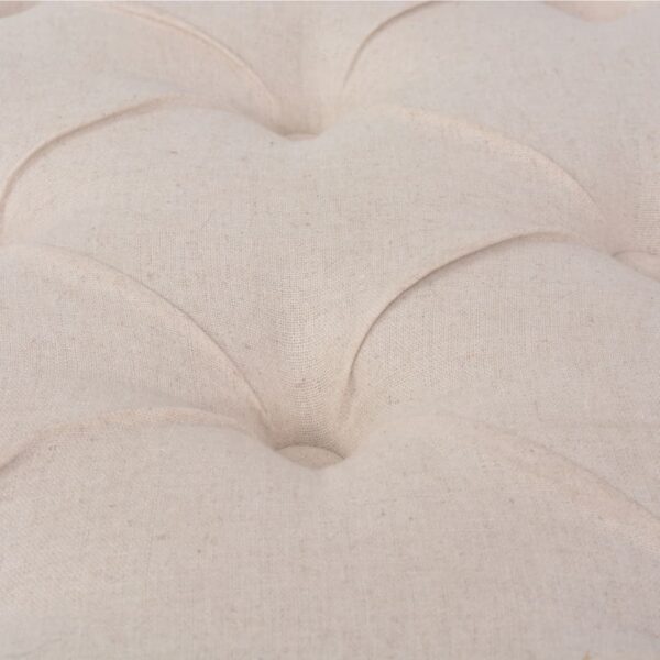 vidaXL Bench Linen Solid Wood 110x38x48 cm Cream White - Image 5