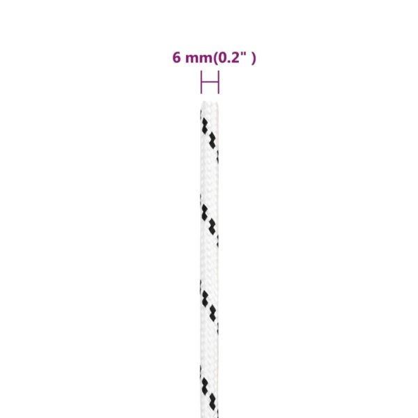 vidaXL Braided Boat Rope White 6 mmx100 m Polyester - Image 5