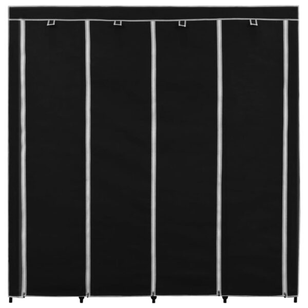 vidaXL Wardrobe with 4 Compartments Black 175x45x170 cm - Image 5