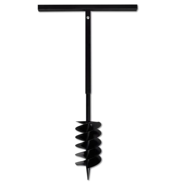 Ground Drill with Handle Auger Bit 150 mm Three Spirals Steel Black - Image 4