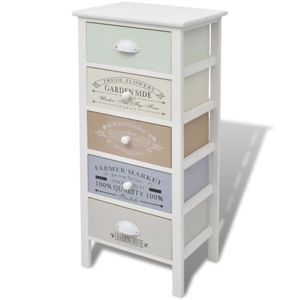 vidaXL French Storage Cabinet 5 Drawers Wood - Image 2