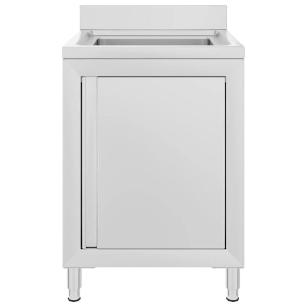 vidaXL Commercial Kitchen Sink Cabinet 60x60x96 cm Stainless Steel - Image 2