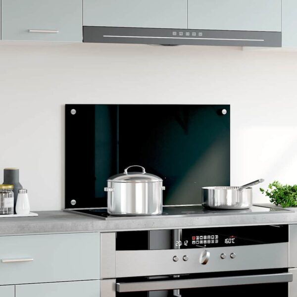vidaXL Kitchen Backsplash Black 70x40 cm Tempered Glass - Image 3