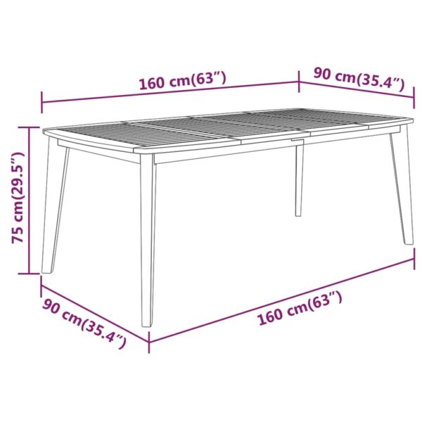 vidaXL 5 Piece Garden Dining Set Solid Wood Acacia - Image 9