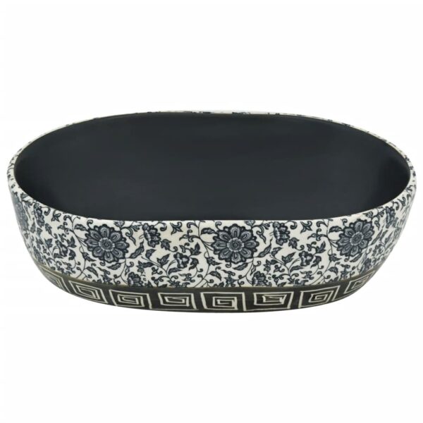 vidaXL Countertop Basin Black and Blue Oval 47x33x13 cm Ceramic - Image 4