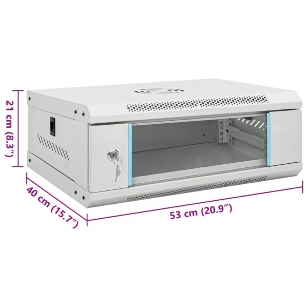 vidaXL 4U Wall Mounted Network Cabinet 19" IP20 53x40x21 cm - Image 8