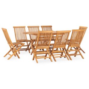 vidaXL 9 Piece Folding Outdoor Dining Set Solid Wood Teak