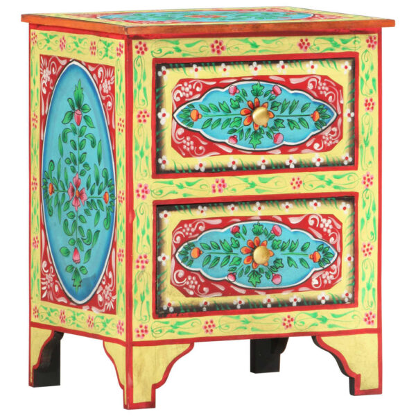 vidaXL Hand Painted Bedside Cabinet 40x30x50 cm Solid Mango Wood - Image 10