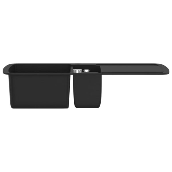 vidaXL Granite Kitchen Sink Double Basin Black - Image 4