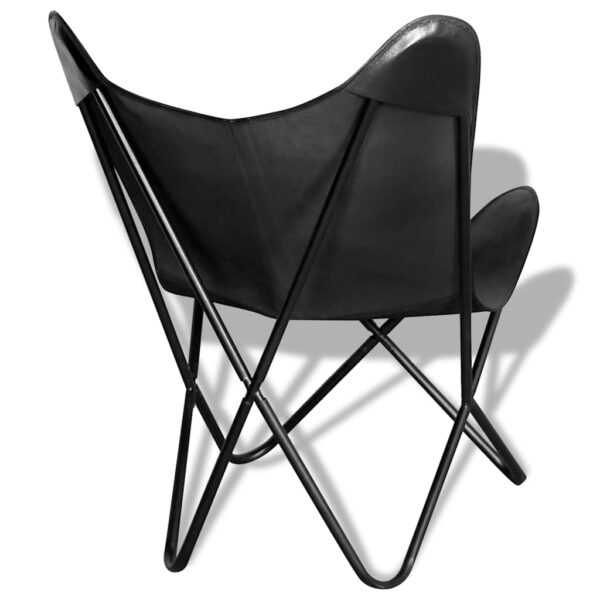 vidaXL Butterfly Chair Black Real Leather - Image 5